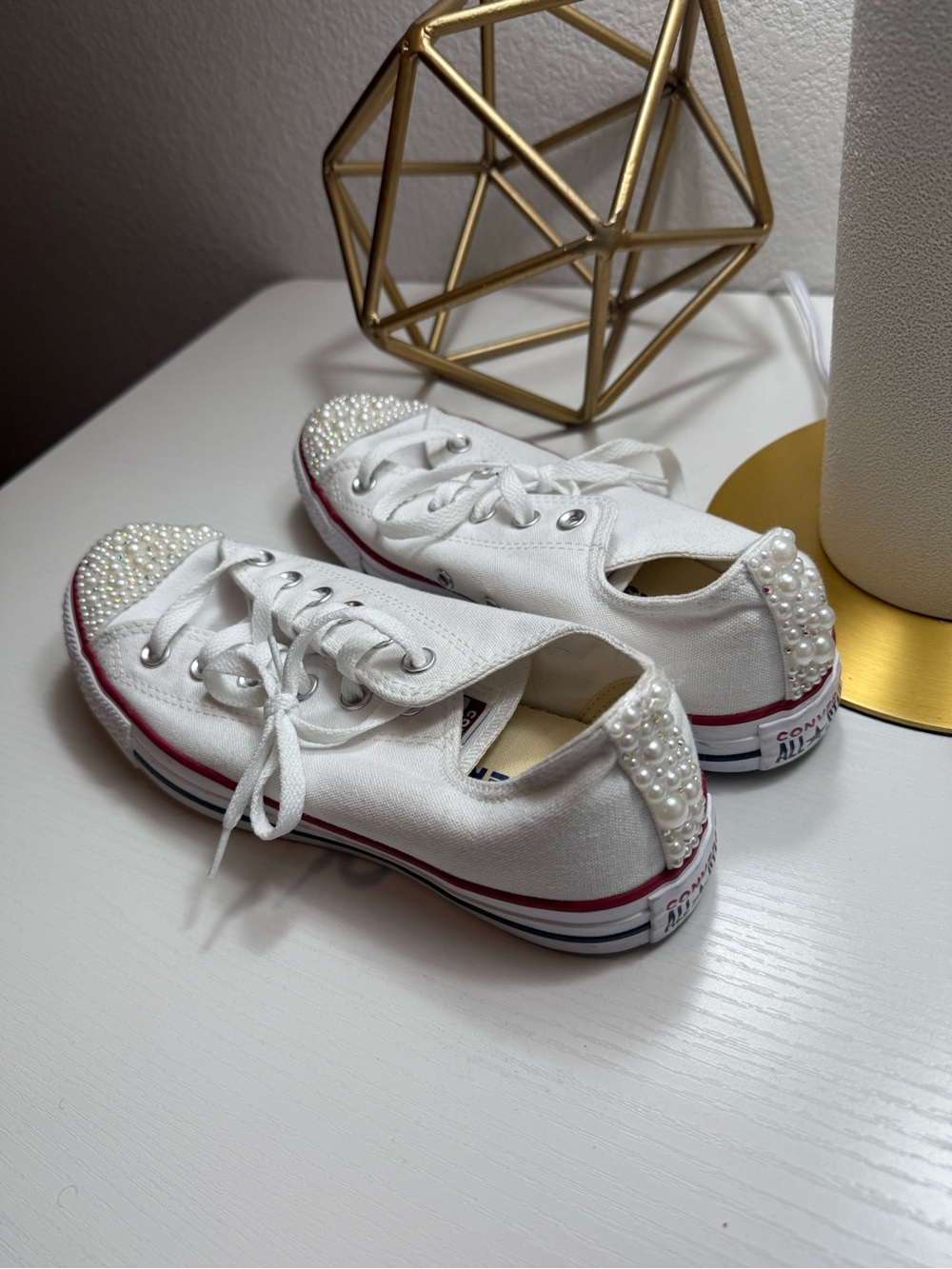 Converse White Low-Top Canvas Sneakers with Blue Logo